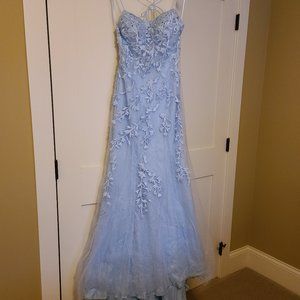 Mermaid Blue Long Prom Dress Backless Evening Dress - From Berlinnova